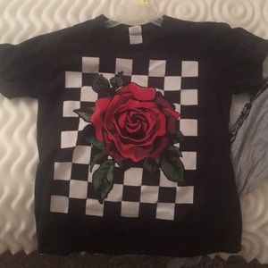 Black Rose Checkered T-shirt